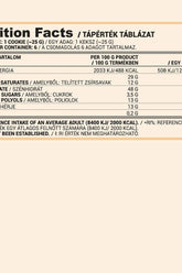 Nutriversum Cookies nutrition facts panel showing calories, fats, carbohydrates, and sugars per serving.